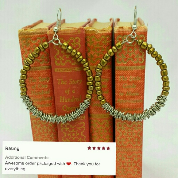 📗GWaC Java Bead & Metal Hoop Earrings - Bronze - Picture 1 of 2