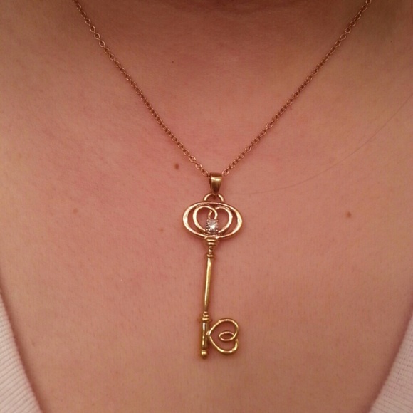 Gold Key Heart Necklace