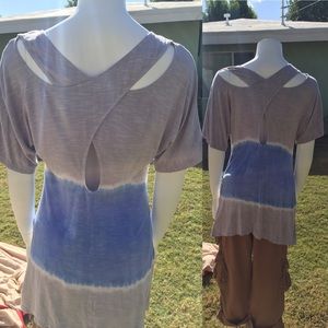 ECOSKIN Tie-Dye Draped Top with Back Details NWOT