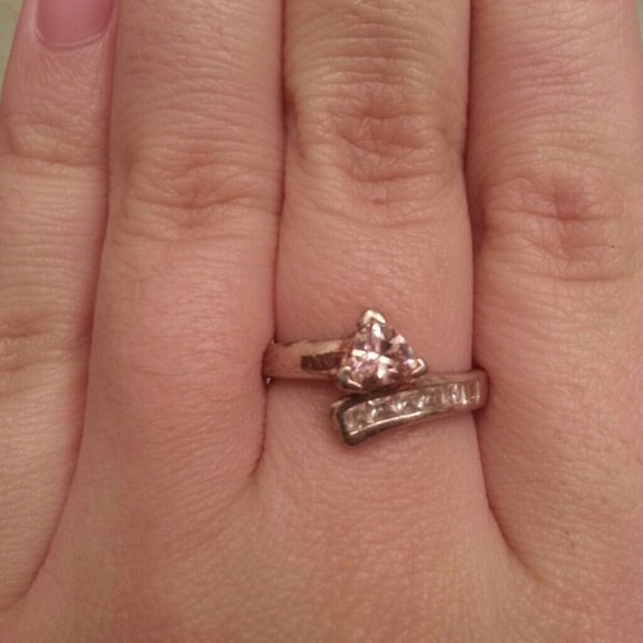 Sterling silver ring with silver and pink stones