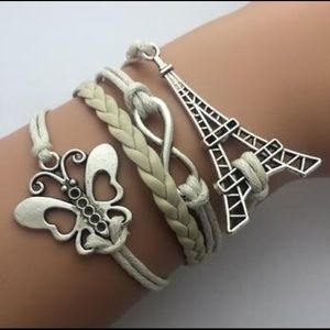 Multilayer Leather Charm Bracelets Eiffel Tower