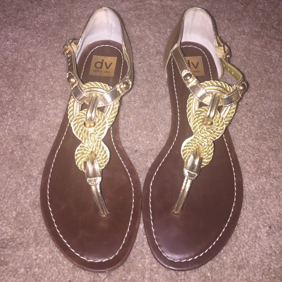 DV by Dolce Vita "Agnyss" Gold Rope Sandals