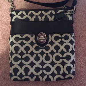 Authentic black and white coach crossbody purse