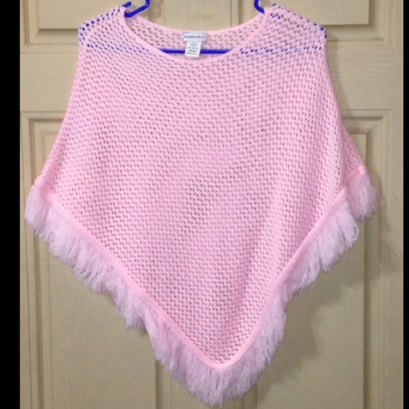 Pink crochet poncho