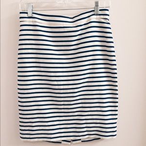 J. Crew navy and cream striped pencil skirt