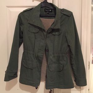 Shearling Army Green Utility Jacket