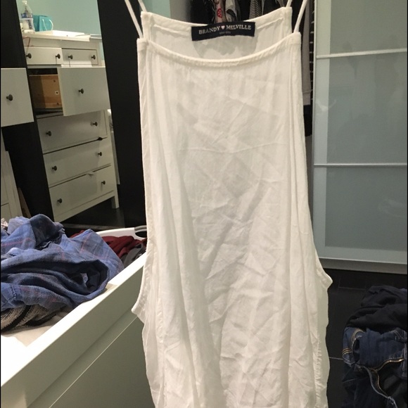 White loose halter brandy top