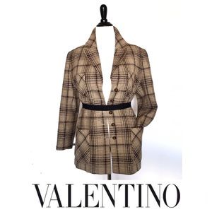 Valentino Brown Plaid Blazer