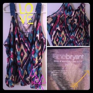 Aztec colorful print tank top with banded hem