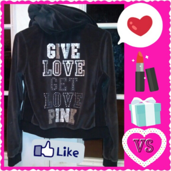 💲15 SALE 💖PINK VALOUR CRYSTAL RHINESTONE HOODIE