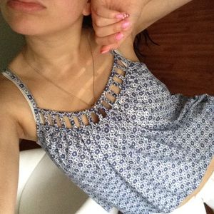 Blue & white cute tank