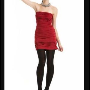 Red BCBG strapless satin dress