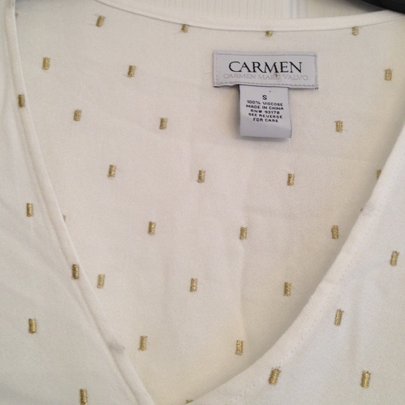 Carmen Marc Valvo Tops - Carmen Marc Valvo gold embroidered top