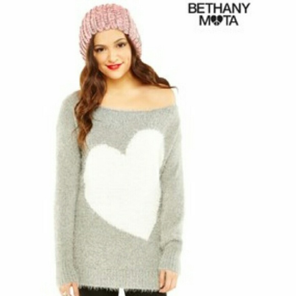 Bethany Mota Fuzzy Heart Sweater