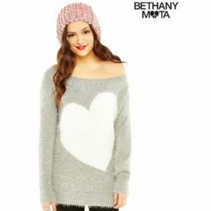 Bethany Mota Fuzzy Heart Sweater