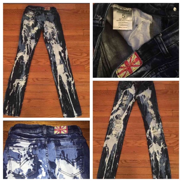 Machine Distressed Splatter Jeans Size 5 - Picture 2 of 4