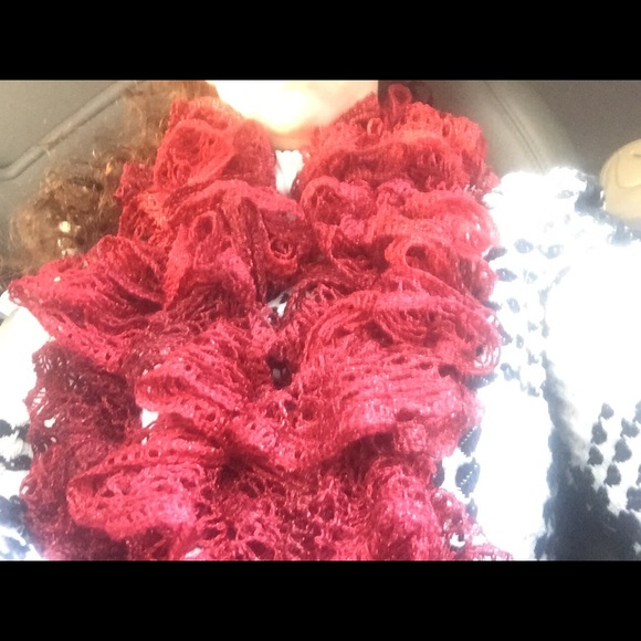 Deep red knitted scarf!