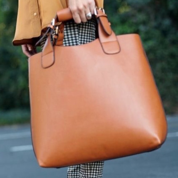 Plaited shopper medium tote bag in camel brown.
