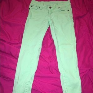 Mint green jeans from Delias