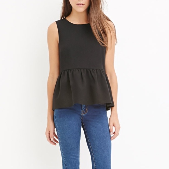 Black contemporary Classic peplum shirt