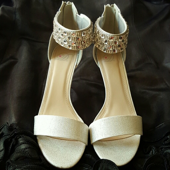 Silver Crystal Glitter  Ankle Strap Heels