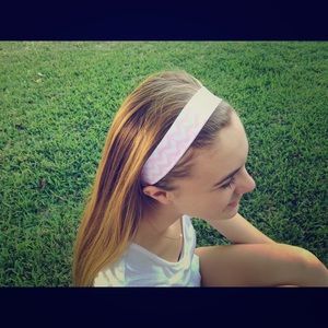 Light Pink and White Chevron Headband