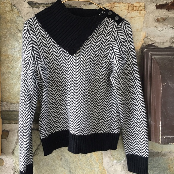 Michael Michael Kors b&w cowl neck chevron sweater