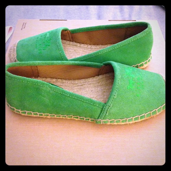 Brand new never been worn suede Coach espadrilles