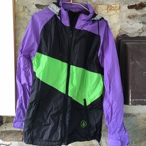 Volcom Jackets & Coats - Volcom purple, green black windbreaker jacket hood Volcom Jackets & Coats - Volcom purple, green black windbreaker jacket hood