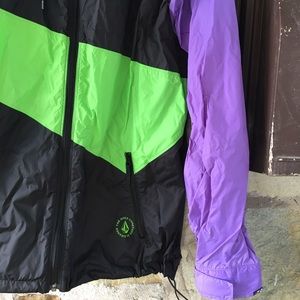 Volcom Jackets & Coats - Volcom purple, green black windbreaker jacket hood Volcom Jackets & Coats - Volcom purple, green black windbreaker jacket hood
