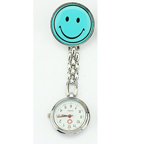 Nurses smiley face brooch fob medical watch