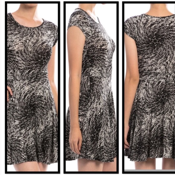 TYCHE BLACK AND WHITE ABSTRACT PRINT DRESS - LG