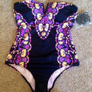 Victoria's Secret Black Floral One-Piece Swimsuit