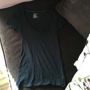 fitted short sleeve v-neck AEO shirt