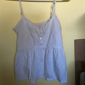 Hollister white lace Henley tank top