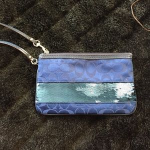 Navy blue coach wristlett
