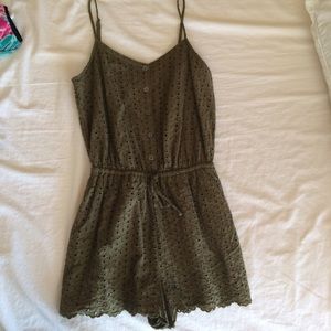 F21 green patterned romper
