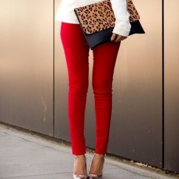 Celebrity Pink Pants - Red Stretch Skinny Pants