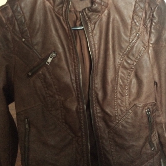 Dark brown leather jacket! New - Picture 3 of 4