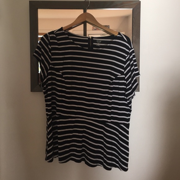 2x striped peplum cotton shirt