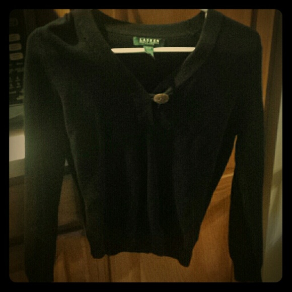 Ralph Lauren Petites Black Cotton Sweater