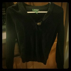 Ralph Lauren Petites Black Cotton Sweater