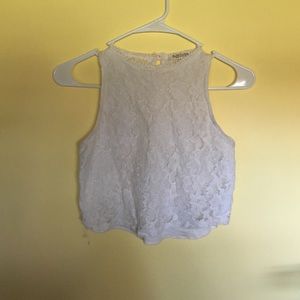 all over white lace crop tank top