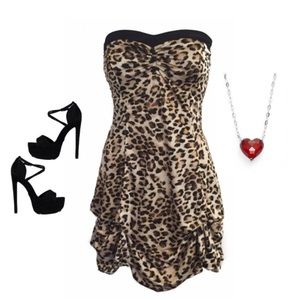 NWOT Speechless leopard strapless party dress