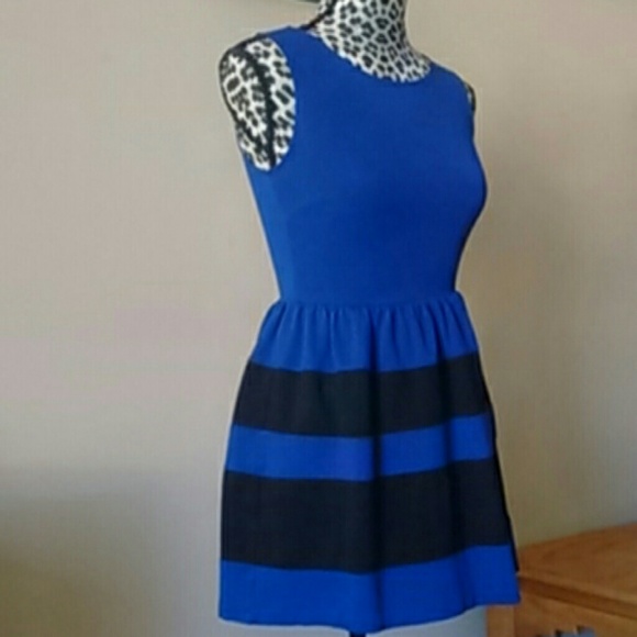 Blue and Black Striped Dress