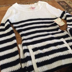 Dark Blue and white super soft long sweater