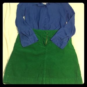 J crew green corduroy midi skirt vivid color!
