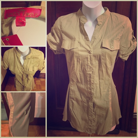 NWT form-fitting long blouse/tunic with belt loops