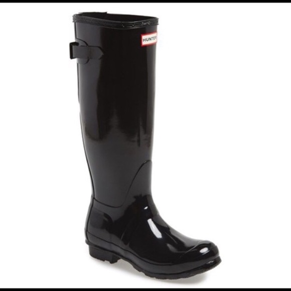 Tall gloss wide calf hunter boots