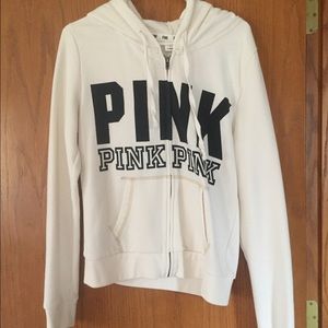 White "PINK" zip-up
